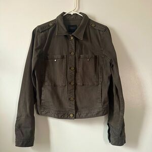 Barely used-Liverpool Jeans Dark Olive stretch twill utility pocket denim jacket